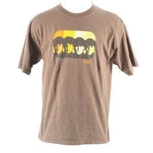 Apple Sz XL Brown Yellow Multi The Beatles Faces 100% Cotton T Tee Shirt